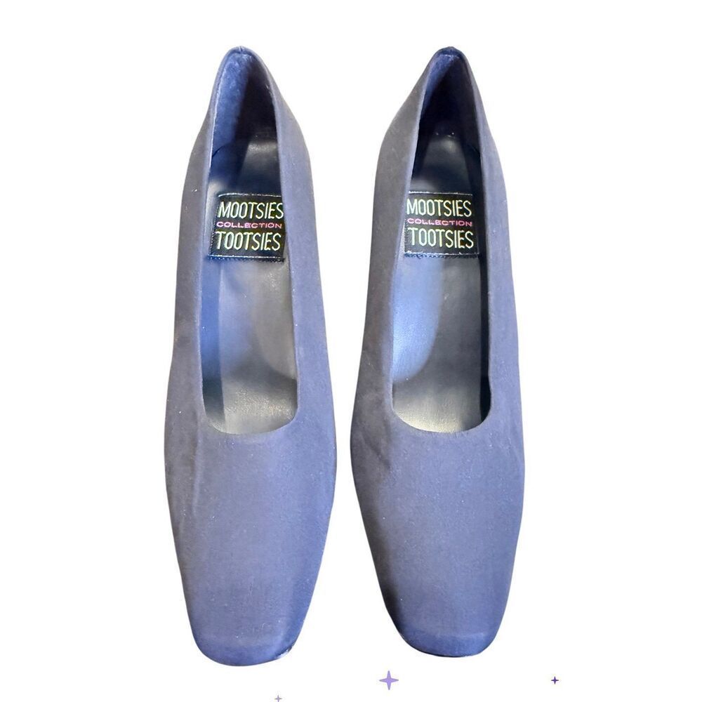 Mootsies Tootsies Kitty Navy Blue Pumps Sz. 6 Vintage Square Toe Chunky Heel